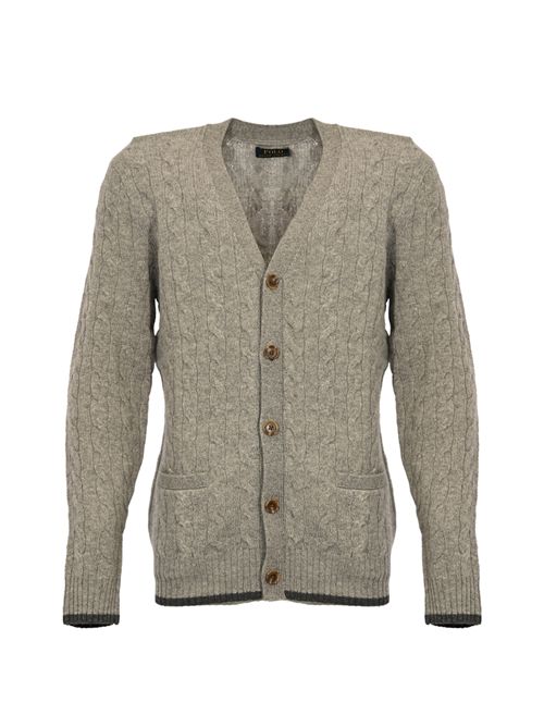 Cardigan a trecce in lana e cachemire Grey POLO RALPH LAUREN | 710949808005
